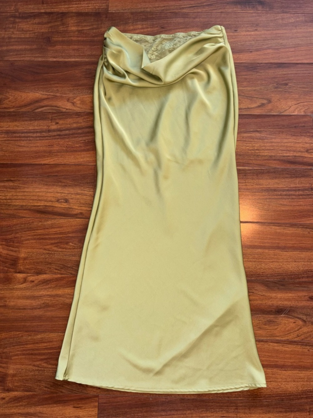 SHEIN Satin Cowl Maxi Skirt in Light Olive